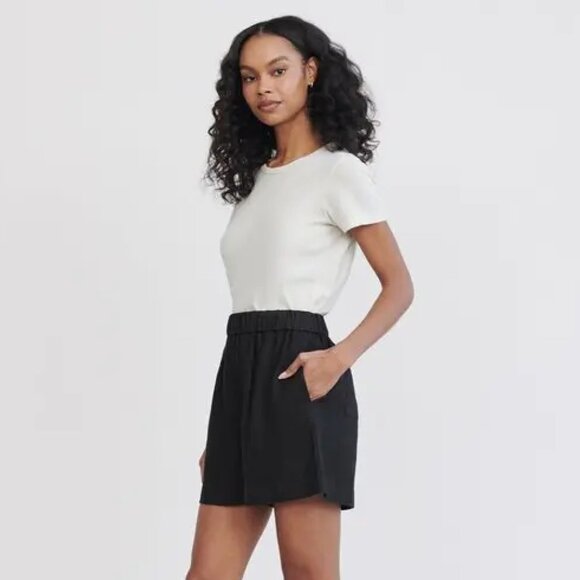 Baldwin | NWOT Kayla Pull-On Linen Shorts in Black Size Medium - Picture 1 of 5